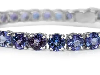 16.35 Carat Natural Tanzanite Tennis Riviera - 14 karaat Witgoud - Armband - GEEN RESERVE