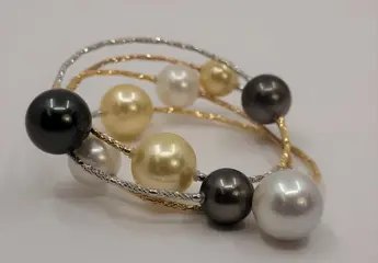 10x12mm Tahitian and South Sea Pearls - 18 karaat Driekleurig - Armband