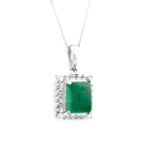 2.85 tcw Zambian Emerald Ring Platina - Collier met hanger - 2.58 ct Smaragd - Diamanten van 0,27 ct - geen minimumprijs