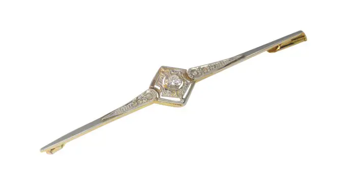 NO RESERVE PRICE - 18 karaat Geel goud - Broche Diamant - Franse Vintage jaren 1920 Art Deco