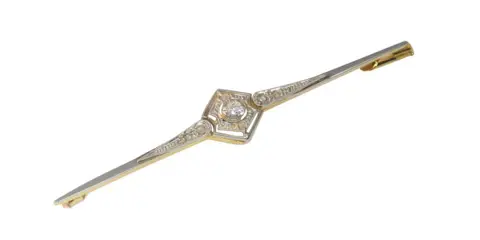 NO RESERVE PRICE - 18 karaat Geel goud - Broche Diamant - Franse Vintage jaren 1920 Art Deco