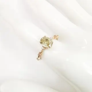 1.32 ct light grayish yellow & 0.15 ct fancy pink diamonds designer solitaire ring - 14 karaat Rosé goud - Ring Diamant - Diamanten, AIG gecertificeerd zonder reserve