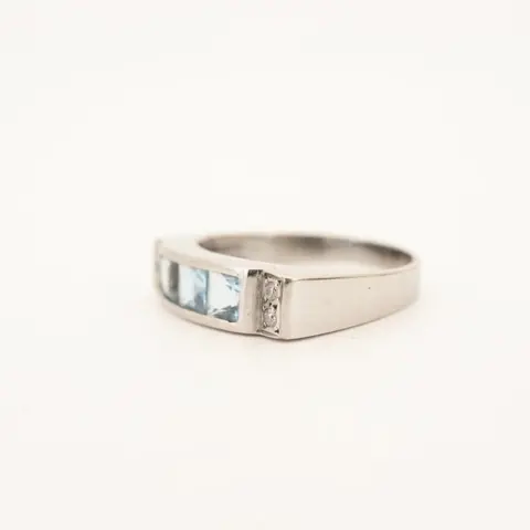 18 karaat Goud - Ring - 0.90 ct Aquamarijn - Diamanten, 0,03 ct