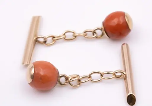 18 karaat Goud - Manchetknopen Bloedkoraal