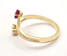 "NO RESERVE PRICE" - 18 karaat Geel goud - Ring - 0.20 ct Robijn - Diamanten van 0,10 ct