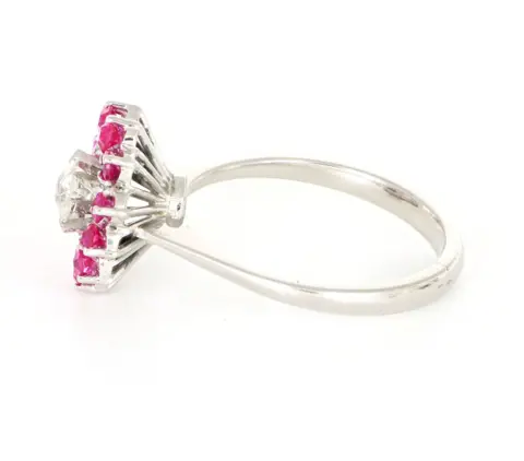 Vintage - No Reserve Price - 18 karaat Witgoud - Ring - 0.30 ct Diamant - Rubelliet