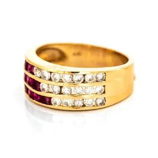 1.28 tcw Ruby Ring - 18 karaat Geel goud - Ring - 0.82 ct Robijn - Diamanten van 0,46 ct - geen minimumprijs