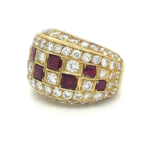 18 karaat Geel goud - Ring - 1.35 ct Diamant - Robijnen