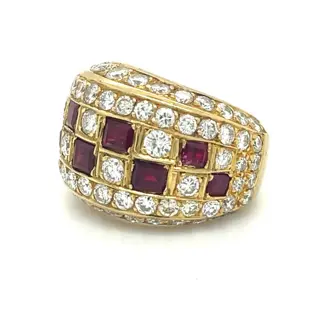 18 karaat Geel goud - Ring - 1.35 ct Diamant - Robijnen