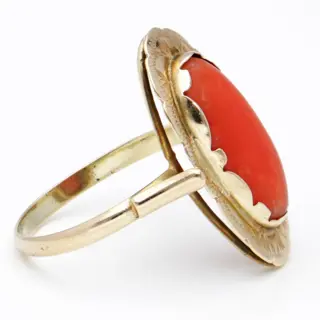 No reserve - 14 karaat Goud - Ring - 2.15 ct Bloedkoraal