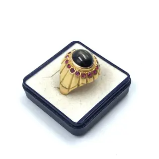 18 karaat Geel goud - Ring - 5.72 ct Stersaffier - Robijnen, getest