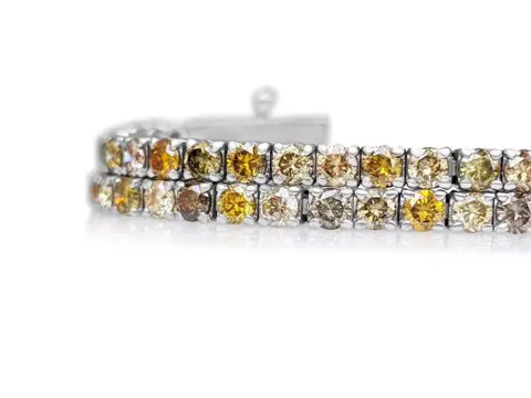 3.40 Carat Fancy Colors Diamond Tennis Riviera - 14 karaat Witgoud - Armband - GEEN RESERVE