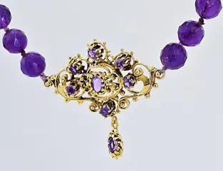 Geel goud - Halsketting - 146.10 ct Amethist