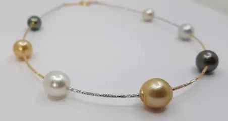 10x13mm South Sea and Tahitian Pearls - 18 karaat Geel goud - Halsketting