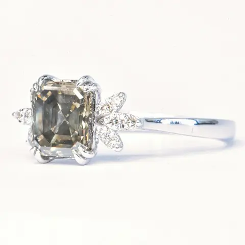 1.70 ct Natural Fancy Gray SI1 - 14 karaat Witgoud - Ring - 1.56 ct Diamant - Diamanten, Geen minimumprijs