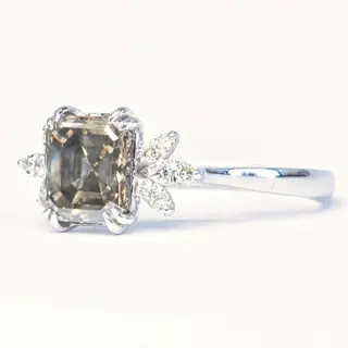 1.70 ct Natural Fancy Gray SI1 - 14 karaat Witgoud - Ring - 1.56 ct Diamant - Diamanten, Geen minimumprijs
