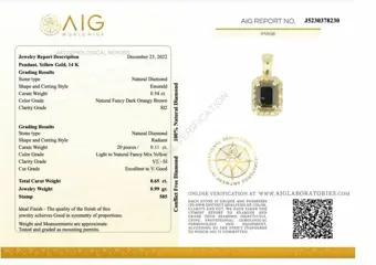 No reserve price - 0.65 tcw - 14 karaat Geel goud - Hanger Diamant