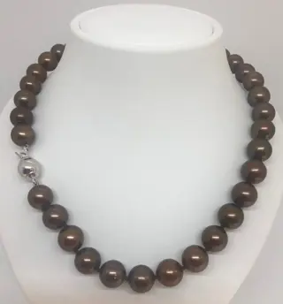 Tahiti Chocolate Pearls - 925 Zilver - Halsketting