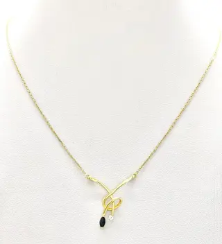 "NO RESERVE PRICE" Cocktail - 18 karaat Geel goud - Halsketting - 0.15 ct Saffier - Diamanten