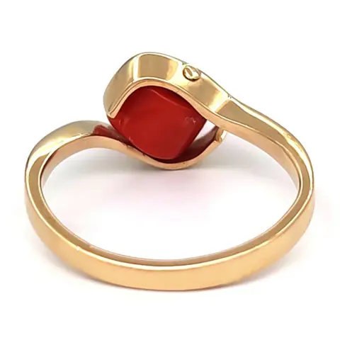 18 karaat Geel goud - Ring - Mediterraan bloedkoraal van 5,08 x 7,88 mm