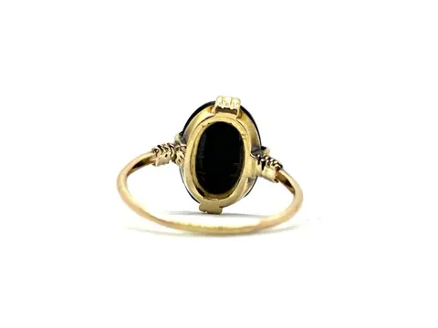 NO RESERVE - 18 karaat Geel goud - Ring Onyx