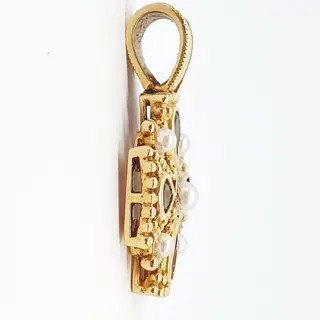 18 karaat Geel goud - Hanger - 1.20 ct Granaat - parels