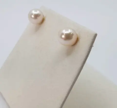 no reserve - 8x8.5mm Akoya Pearls - 14 karaat Geel goud - Oorbellen