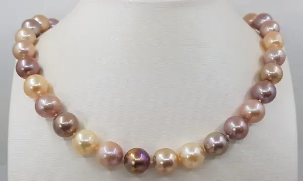 no reserve - 11x13mm Multi Edison Freshwater Pearls - 925 Zilver - Halsketting
