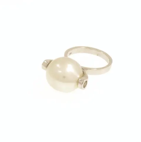 18 karaat Witgoud - Ring Gouden Zuidzee parel - Diamanten