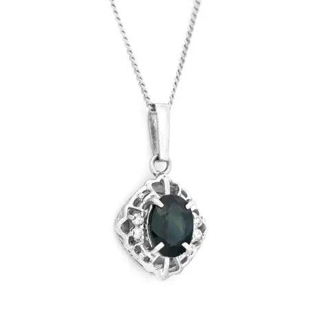 1.04 tcw Sapphire Pendant Platina - Collier met hanger - 1.00 ct Saffier - Diamanten van 0,04 ct - geen minimumprijs