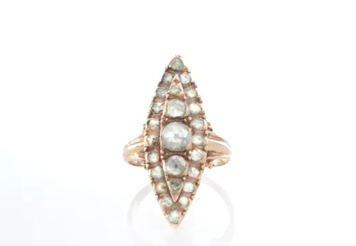 Georgian Foiled Diamond Ring - 15 karaat Geel goud - Ring - 0.50 ct Diamant - Diamanten