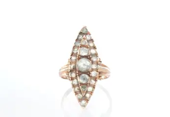 Georgian Foiled Diamond Ring - 15 karaat Geel goud - Ring - 0.50 ct Diamant - Diamanten