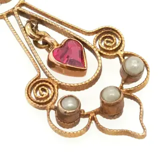 14 karaat Geel goud - Hanger Robijn - 4 zaadparels