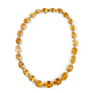 Gemengd Geel goud, Goud - Halsketting, Oorbellen, Ring, Set - 218.60 ct Citrien - Diamanten