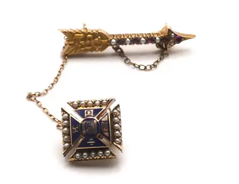 10 kt. Goud - Broche Robijn