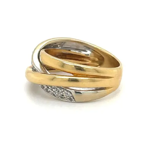 18 karaat Geel goud, Witgoud - Ring - 0.15 ct Diamant