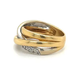 18 karaat Geel goud, Witgoud - Ring - 0.15 ct Diamant