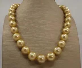 Certified Aurora Moon Rainbow - 12.2x15.4mm - Golden South Sea Pearls, Strongest Teri - 18 karaat Geel goud - Halsketting