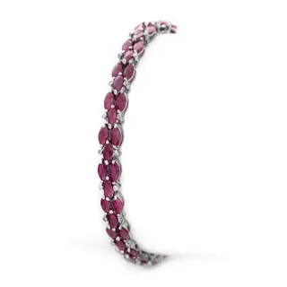 10.73 tcw Ruby Bracelet - 18 karaat Witgoud - Armband - 10.50 ct Robijn - Diamanten van 0,23 ct - geen minimumprijs
