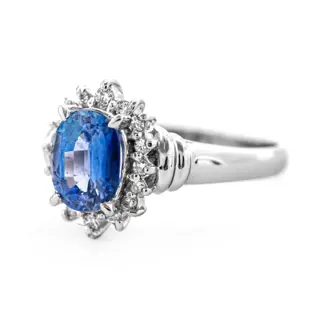 1.77 tcw Sapphire Ring Platina - Ring - 1.61 ct Saffier - Diamanten van 0,16 ct - geen minimumprijs