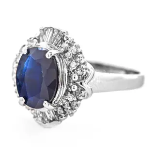 2.25 tcw Sapphire Ring Platina - Ring - 2.00 ct Saffier - 0,25 ct Daimonds - Geen minimumprijs