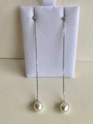 Goud - Oorbellen Zuidzee parel - Diamanten