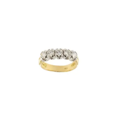 18 karaat Geel goud, Witgoud - Ring - 1.00 ct Diamant