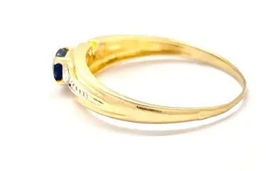 "NO RESERVE PRICE" - 18 karaat Geel goud - Ring - 0.15 ct Saffier - Diamanten