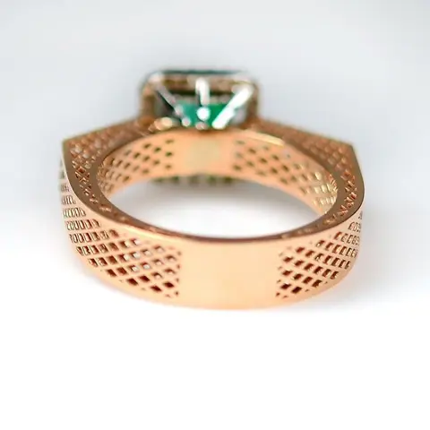 18 karaat Goud - Ring - 1.05 ct Smaragd - Diamanten