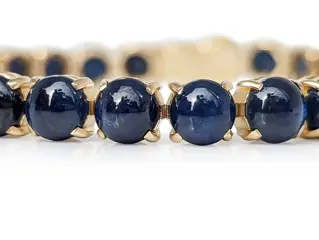 NO RESERVE - 34.06 Carat Blue Sapphire - 14 karaat Geel goud - Armband - Geen reserve