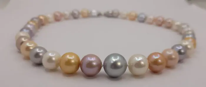 No reserve price - 10.5x13.8mm Multi Edison Pearls - 925 Zilver - Halsketting