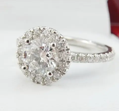 GIA certified 1.00CTW diamonds F/SI2 Round cut 0.70CT center stone and 0.30CT VS - 14 karaat Witgoud - Ring