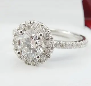 GIA certified 1.00CTW diamonds F/SI2 Round cut 0.70CT center stone and 0.30CT VS - 14 karaat Witgoud - Ring