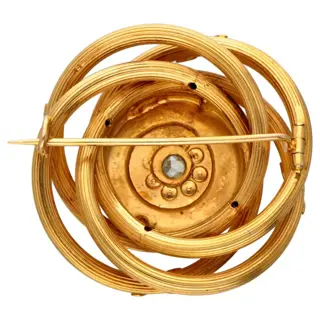 18 karaat Goud - Broche Diamant - Parels